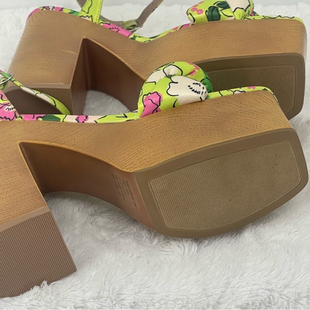 BETSEY JOHNSON KANDEE WOMENS SIZE 10 M Floral Platform Heels - Green and Pink - Picture 9 of 10